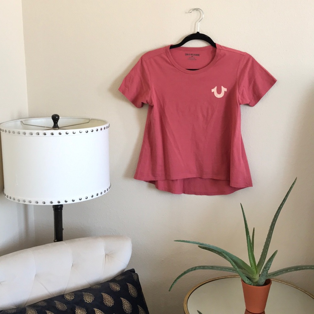 True Religion Hi-Lo Flowy Short Sleeve Shirt